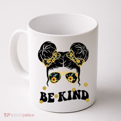 Be Kind Sunflower Hair Bun Spring Coffee Mug