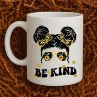 Be Kind Sunflower Hair Bun Spring Coffee Mug thumb 2