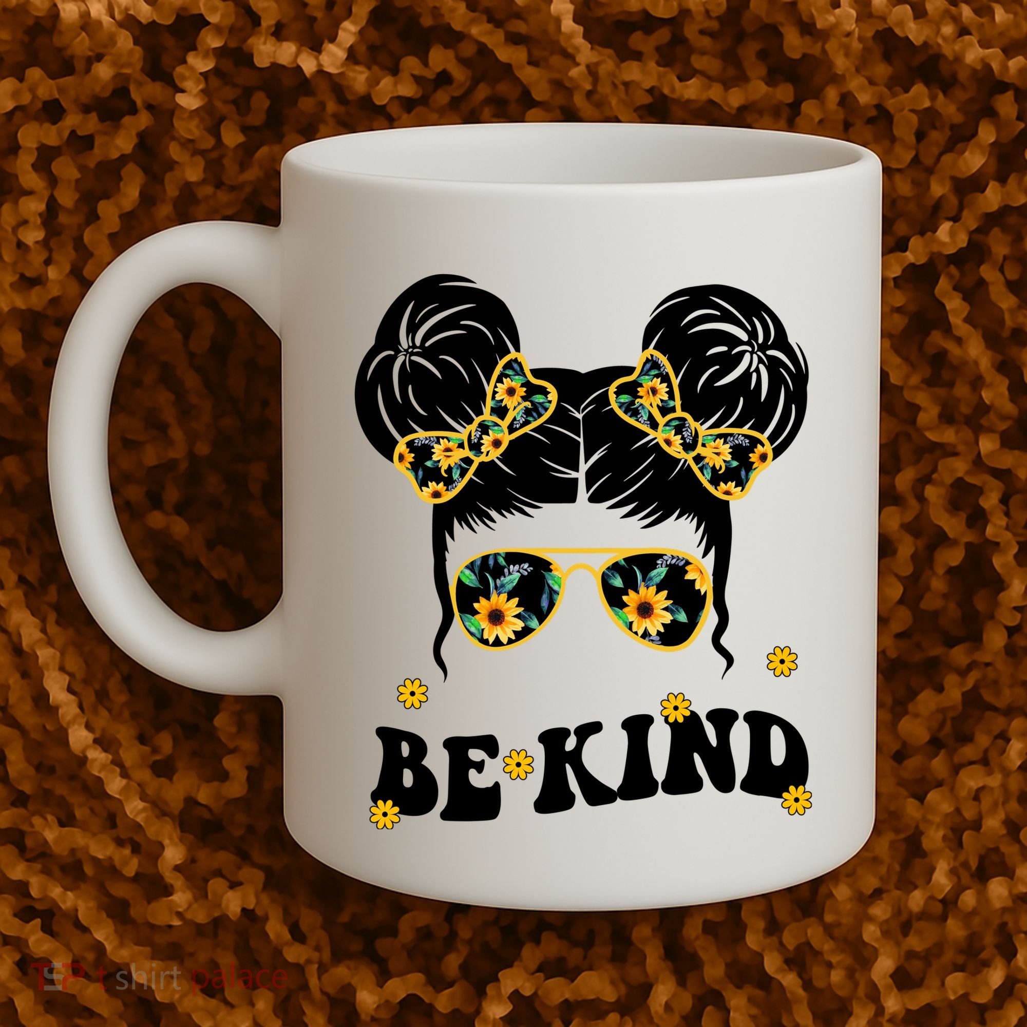 Be Kind Sunflower Hair Bun Spring Coffee Mug