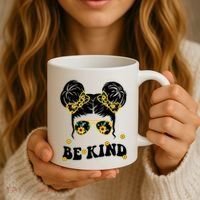 Be Kind Sunflower Hair Bun Spring Coffee Mug thumb 3
