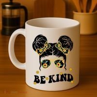 Be Kind Sunflower Hair Bun Spring Coffee Mug thumb 4