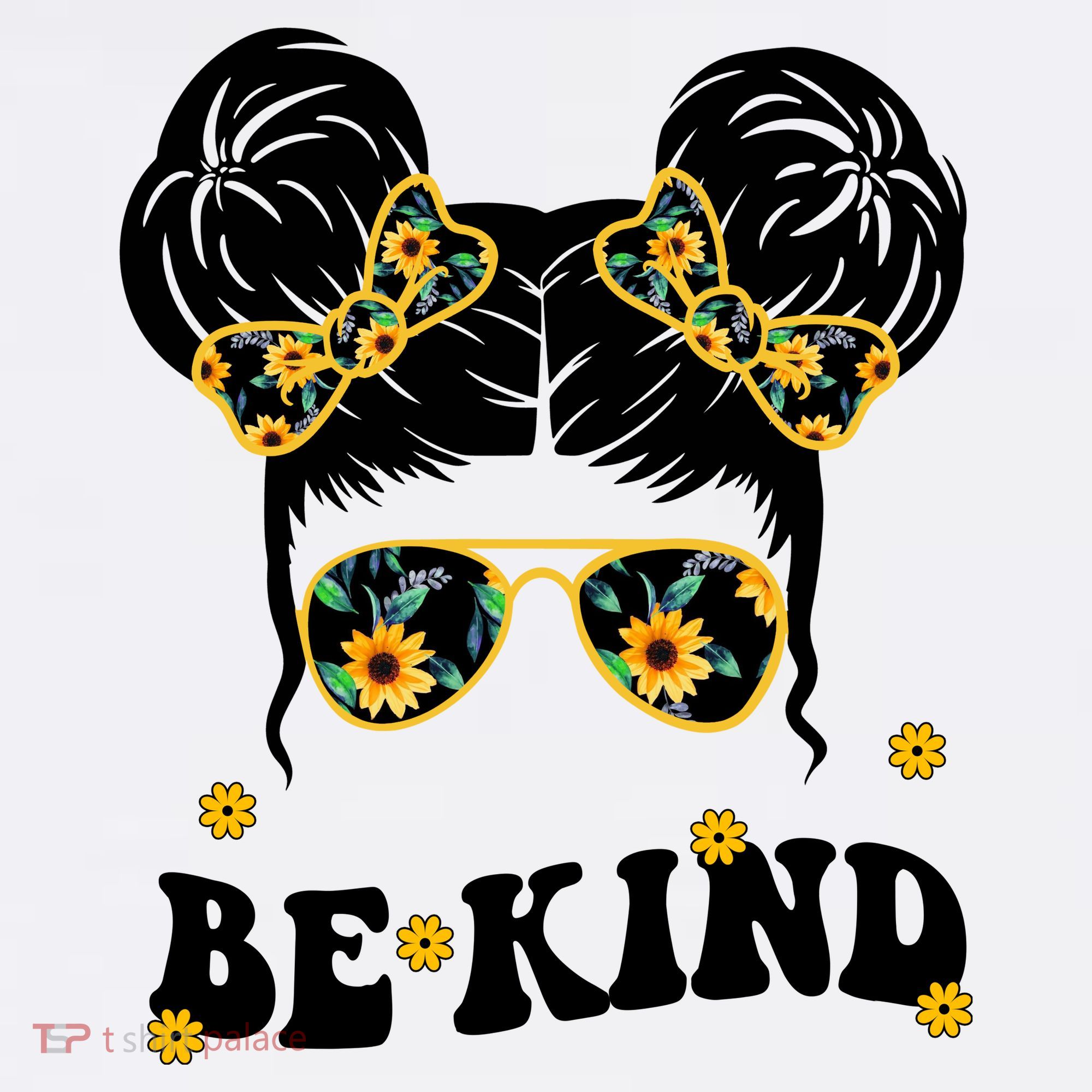 Be Kind Sunflower Hair Bun Spring Women's Tank Top