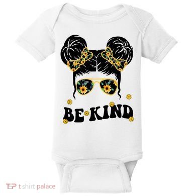 Be Kind Sunflower Hair Bun Spring Baby Bodysuit