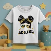 Be Kind Sunflower Hair Bun Spring Toddler T-Shirt thumb 3