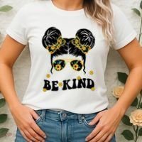 Be Kind Sunflower Hair Bun Spring Women's T-Shirt thumb 2