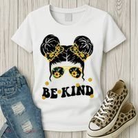 Be Kind Sunflower Hair Bun Spring Women's T-Shirt thumb 3