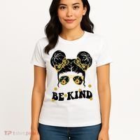 Be Kind Sunflower Hair Bun Spring Women's T-Shirt thumb 4