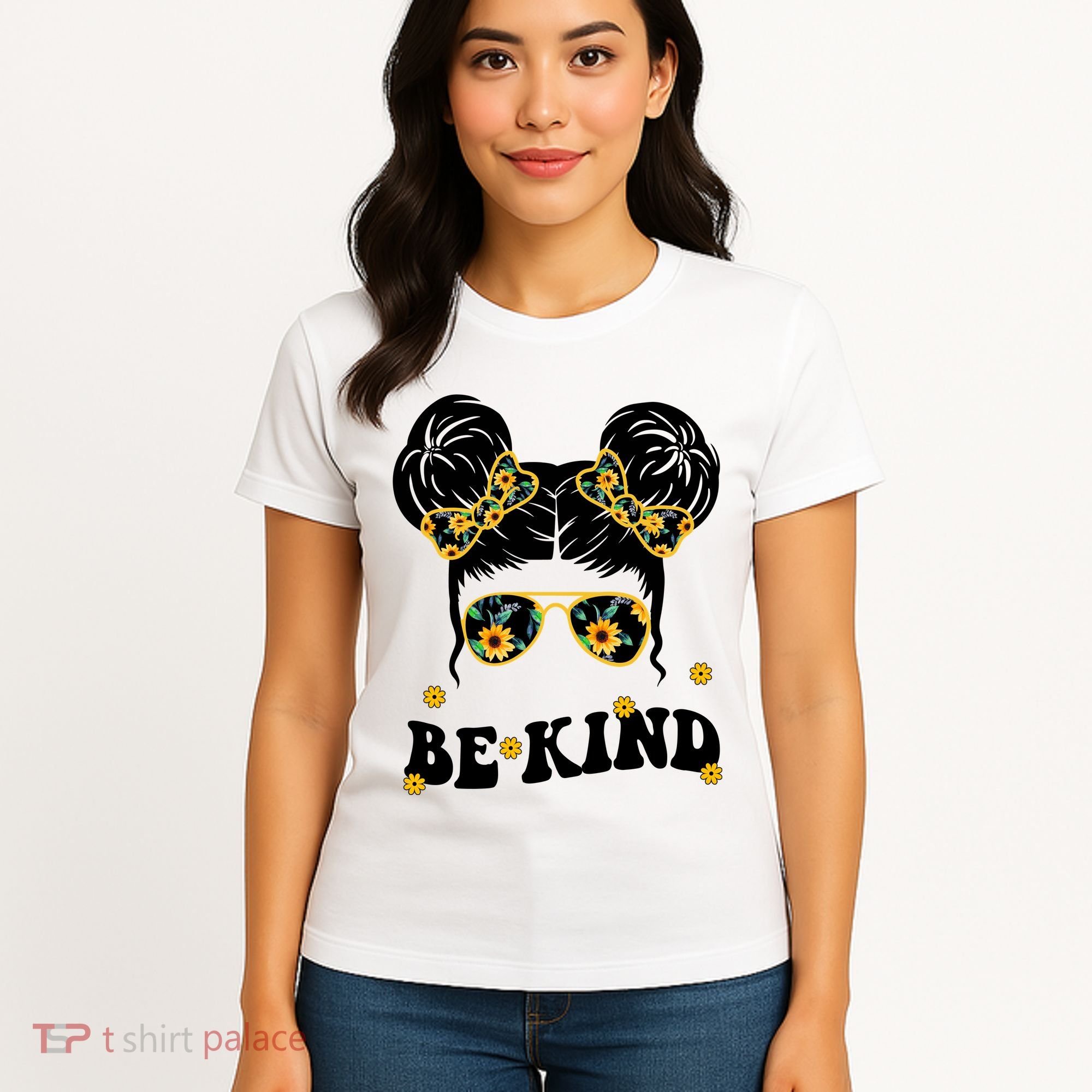 Be Kind Sunflower Hair Bun Spring Women's T-Shirt