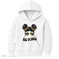 Be Kind Sunflower Hair Bun Spring Kids Hoodie thumb 0