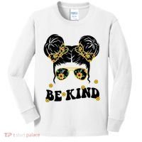 Be Kind Sunflower Hair Bun Spring Kids Long Sleeve Shirt thumb 0