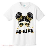 Be Kind Sunflower Hair Bun Spring Kids T-Shirt thumb 0