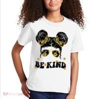 Be Kind Sunflower Hair Bun Spring Kids T-Shirt thumb 2