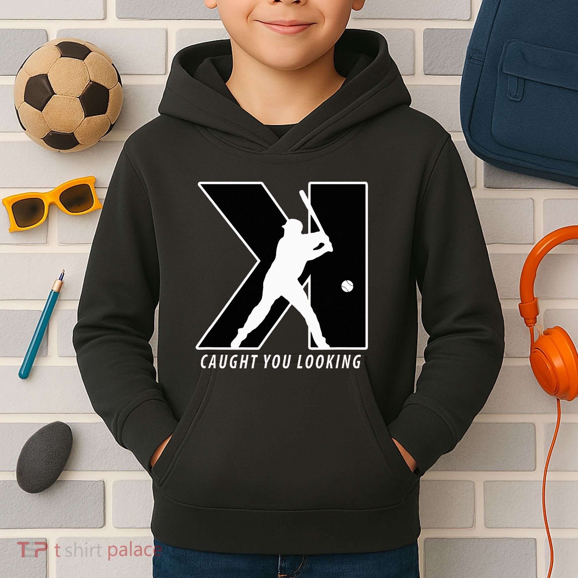 Backwards K Strikeout Looking Baseball Softball Pitching Kids Hoodie
