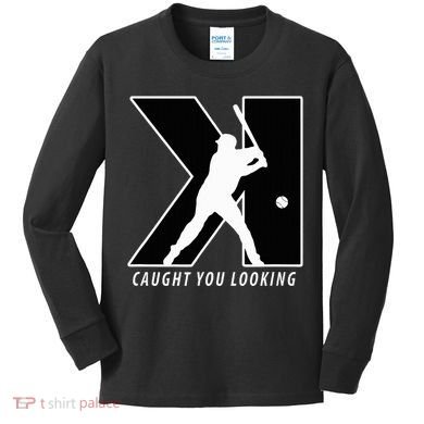 Backwards K Strikeout Looking Baseball Softball Pitching Kids Long Sleeve Shirt