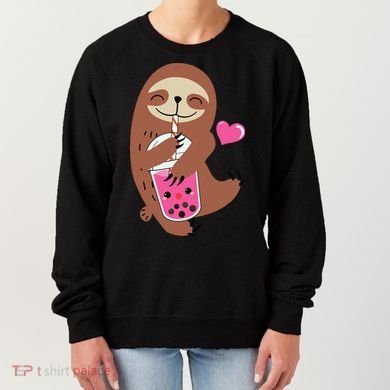 Bubble Kawaii Sloth Drinking Boba Tea Women's Sweatshirt