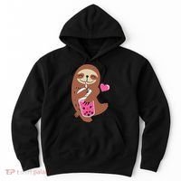 Bubble Kawaii Sloth Drinking Boba Tea Hoodie thumb 0