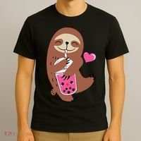 Bubble Kawaii Sloth Drinking Boba Tea T-Shirt thumb 3