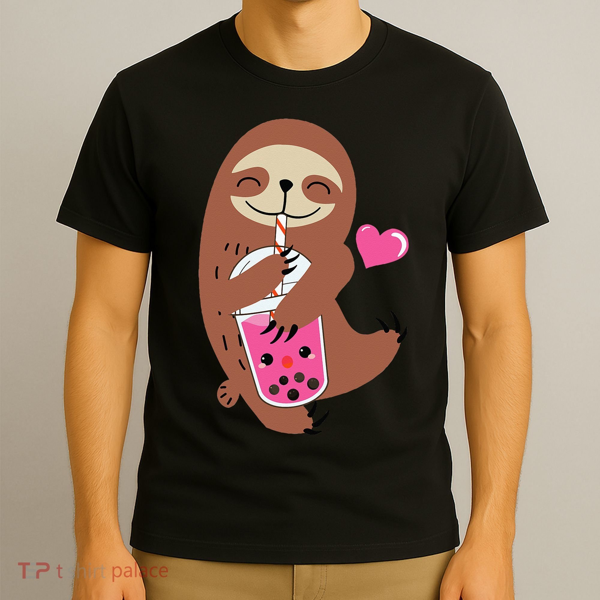 Bubble Kawaii Sloth Drinking Boba Tea T-Shirt