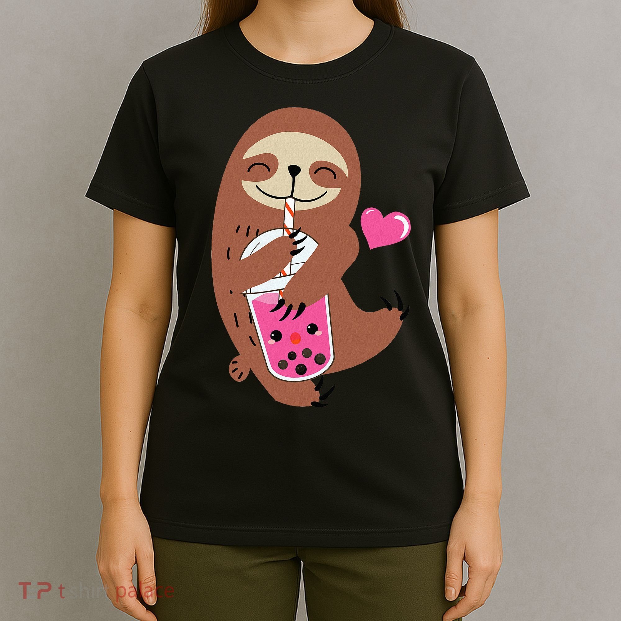 Bubble Kawaii Sloth Drinking Boba Tea T-Shirt