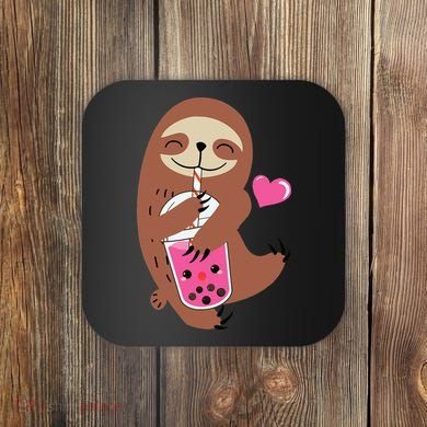 Bubble Kawaii Sloth Drinking Boba Tea Coaster