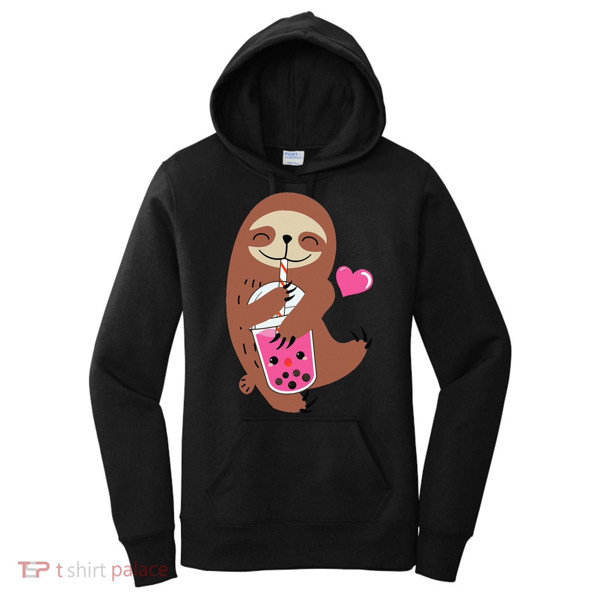 Bubble Kawaii Sloth Drinking Boba Tea Women's Hoodie