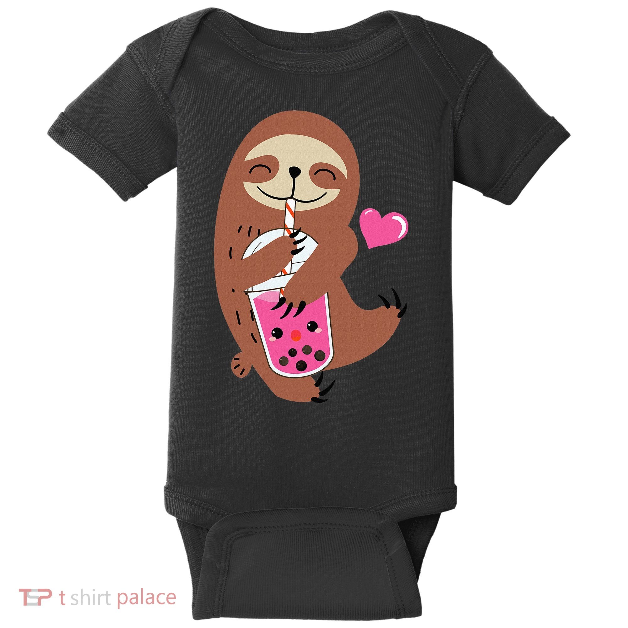 Bubble Kawaii Sloth Drinking Boba Tea Baby Bodysuit