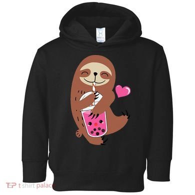 Bubble Kawaii Sloth Drinking Boba Tea Toddler Hoodie