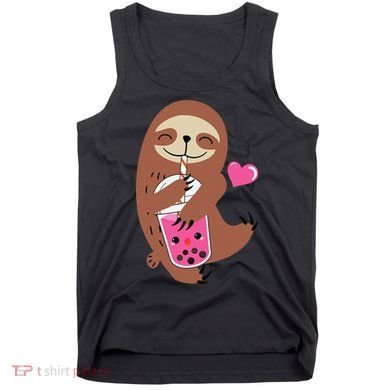 Bubble Kawaii Sloth Drinking Boba Tea Tank Top