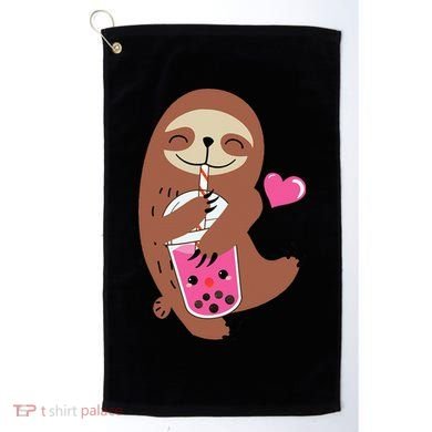 Bubble Kawaii Sloth Drinking Boba Tea Golf Towel