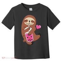 Bubble Kawaii Sloth Drinking Boba Tea Toddler T-Shirt thumb 0