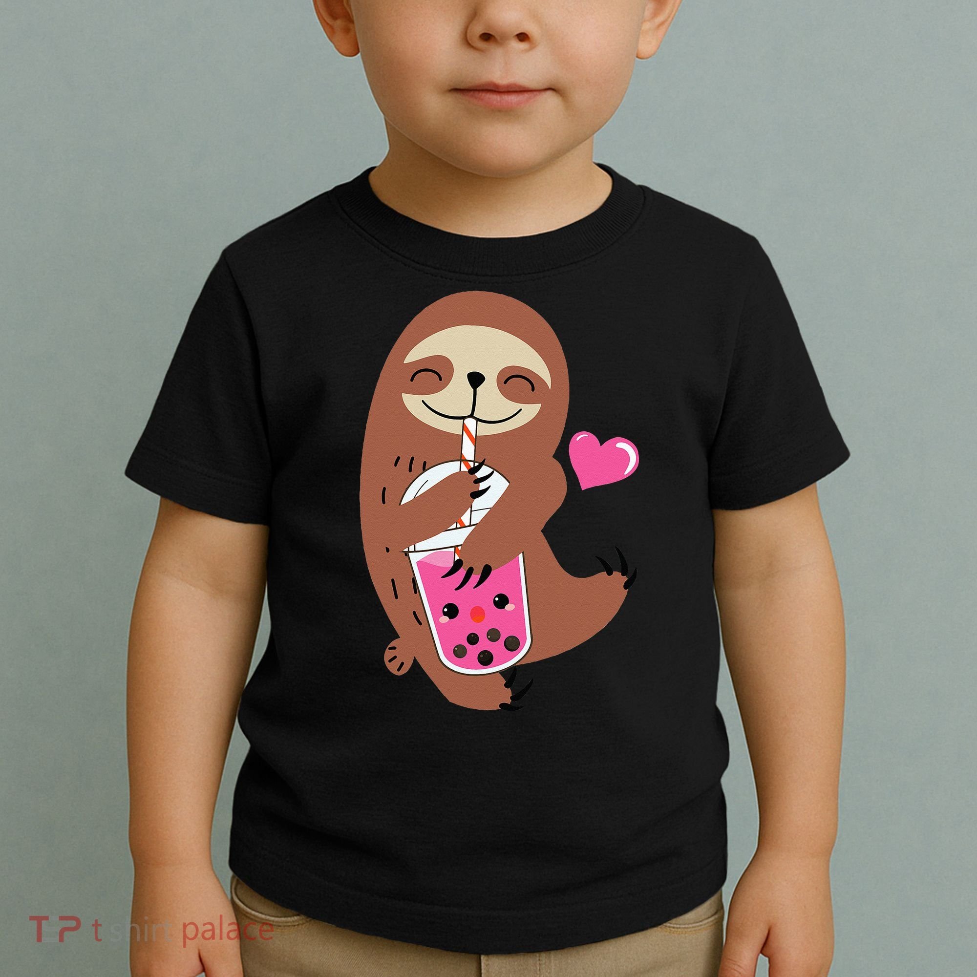 Bubble Kawaii Sloth Drinking Boba Tea Toddler T-Shirt