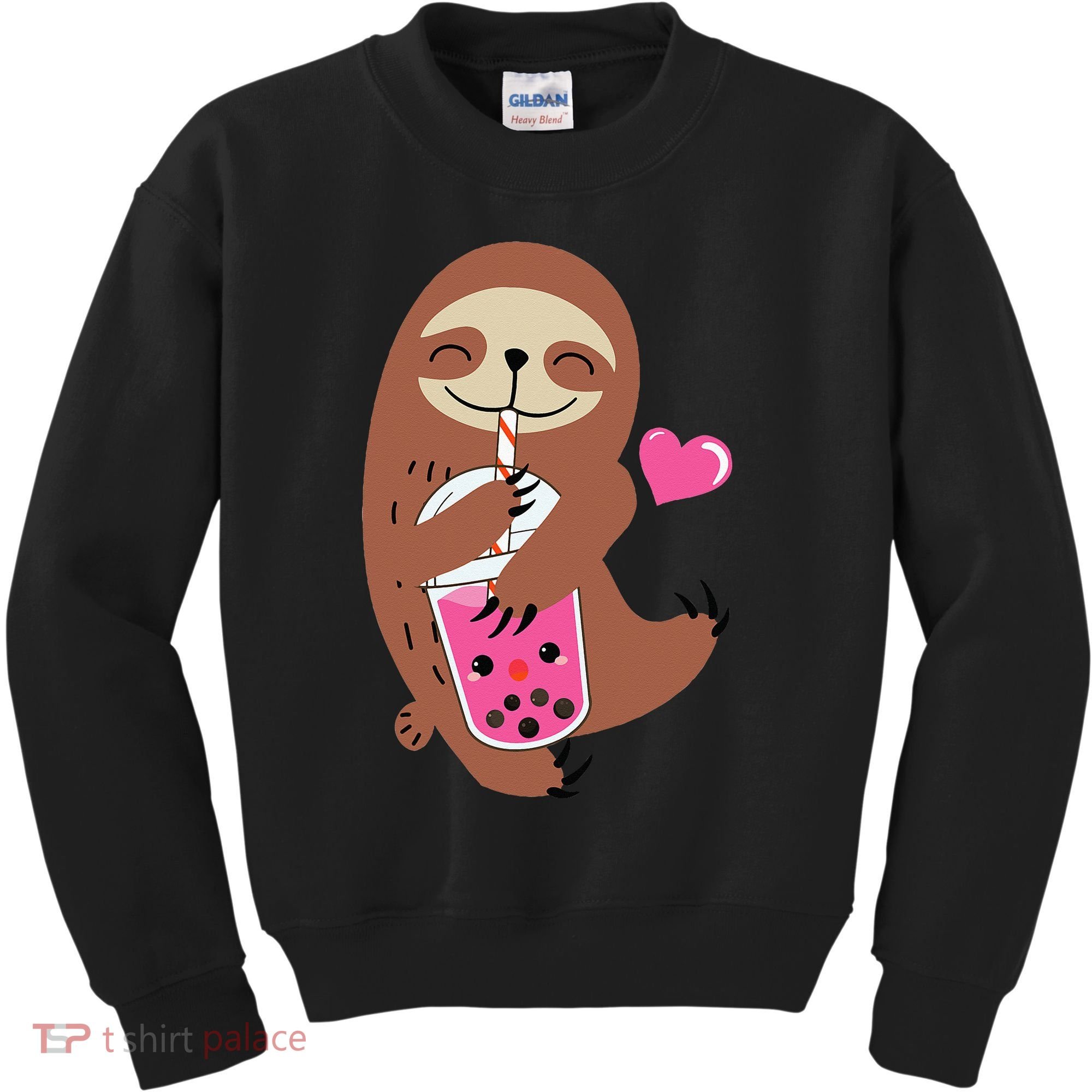 Bubble Kawaii Sloth Drinking Boba Tea Kids Sweatshirt
