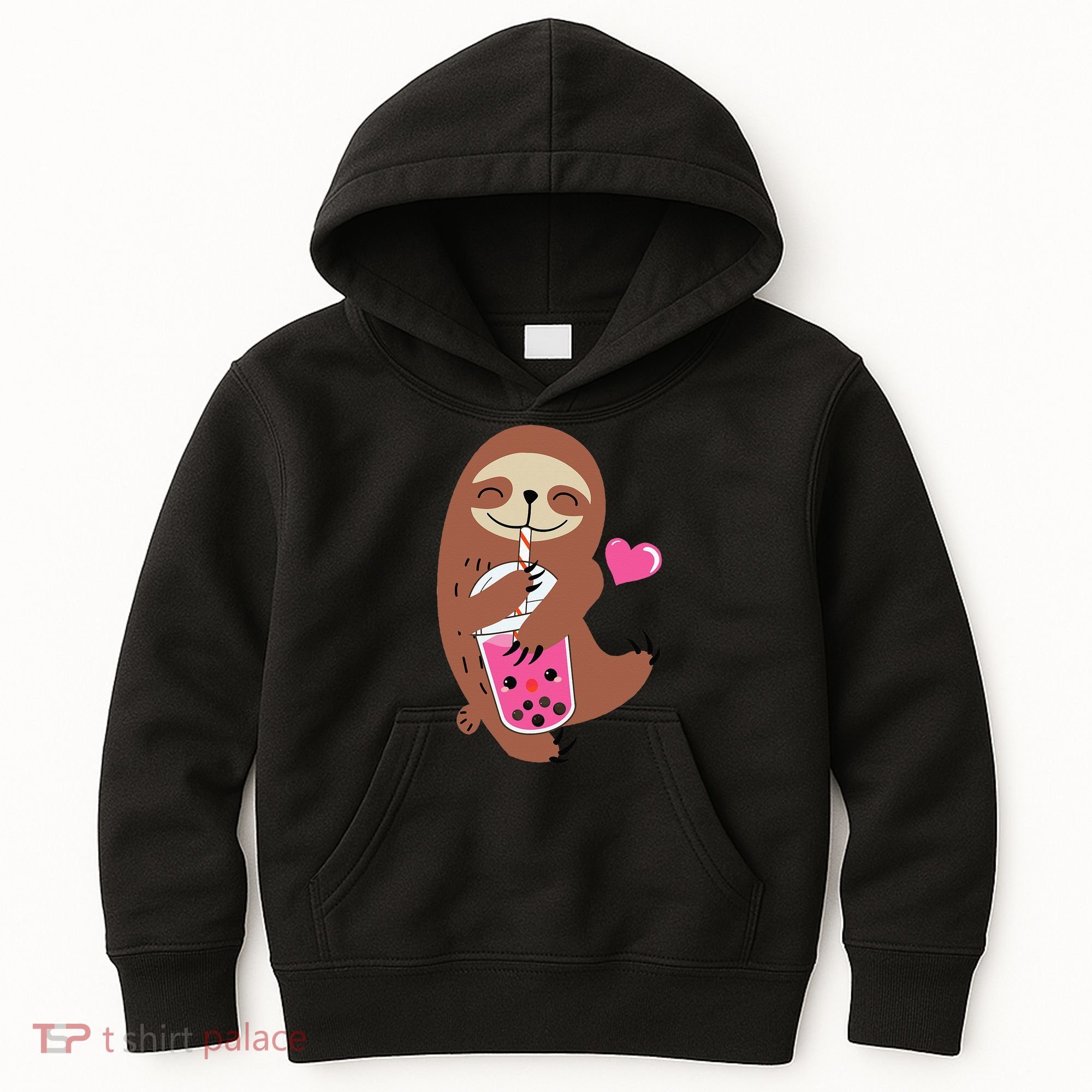 Bubble Kawaii Sloth Drinking Boba Tea Kids Hoodie
