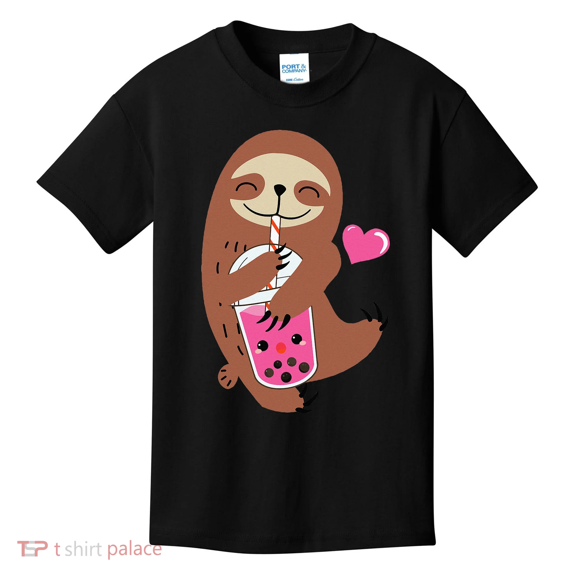 Bubble Kawaii Sloth Drinking Boba Tea Kids T-Shirt