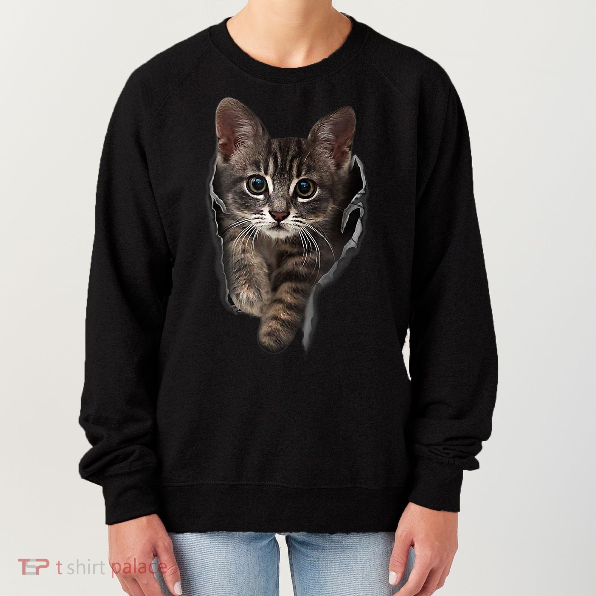 Brown Kitten Staring Cute TShirt Cats Gift Women's Sweatshirt