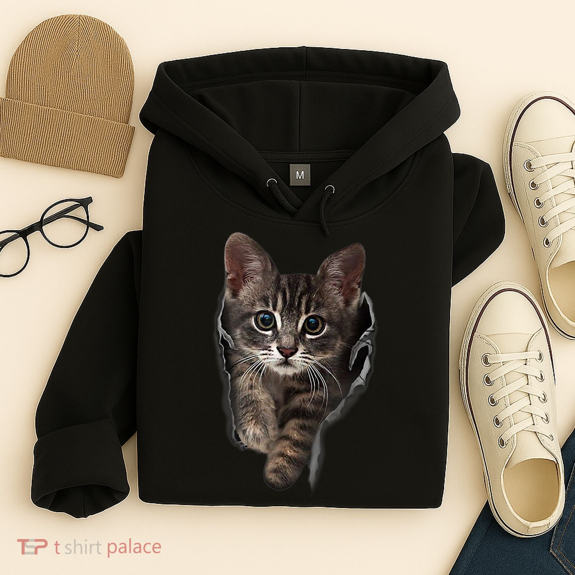Brown Kitten Staring Cute TShirt Cats Gift Hoodie