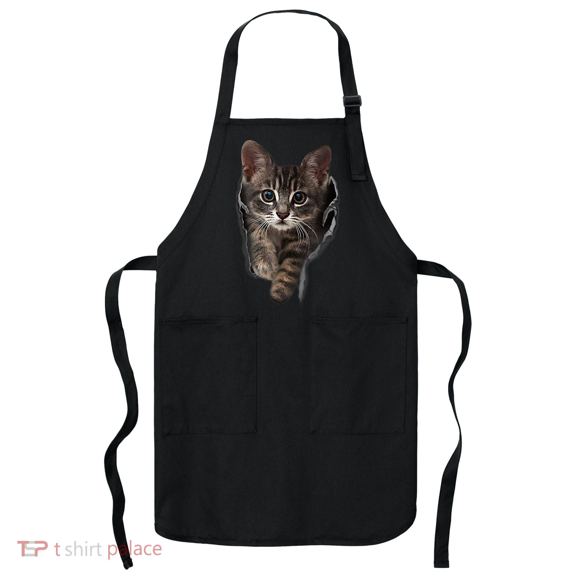 Brown Kitten Staring Cute TShirt Cats Gift Apron