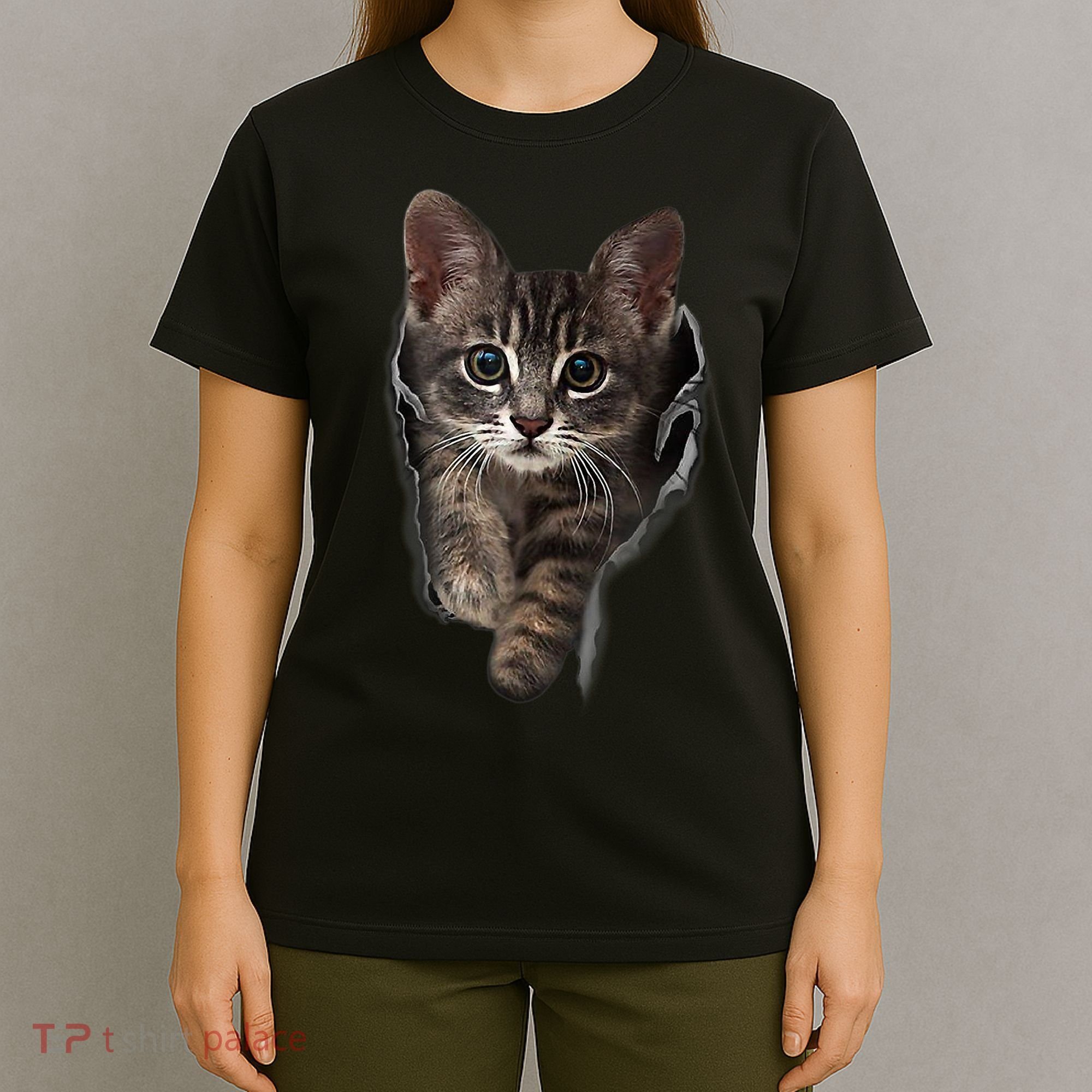 Brown Kitten Staring Cute TShirt Cats Gift T-Shirt