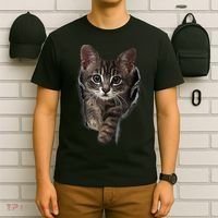 Brown Kitten Staring Cute TShirt Cats Gift T-Shirt thumb 6