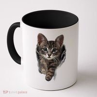 Brown Kitten Staring Cute TShirt Cats Gift Coffee Mug thumb 0