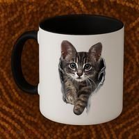 Brown Kitten Staring Cute TShirt Cats Gift Coffee Mug thumb 2