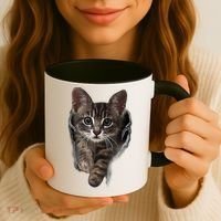Brown Kitten Staring Cute TShirt Cats Gift Coffee Mug thumb 3