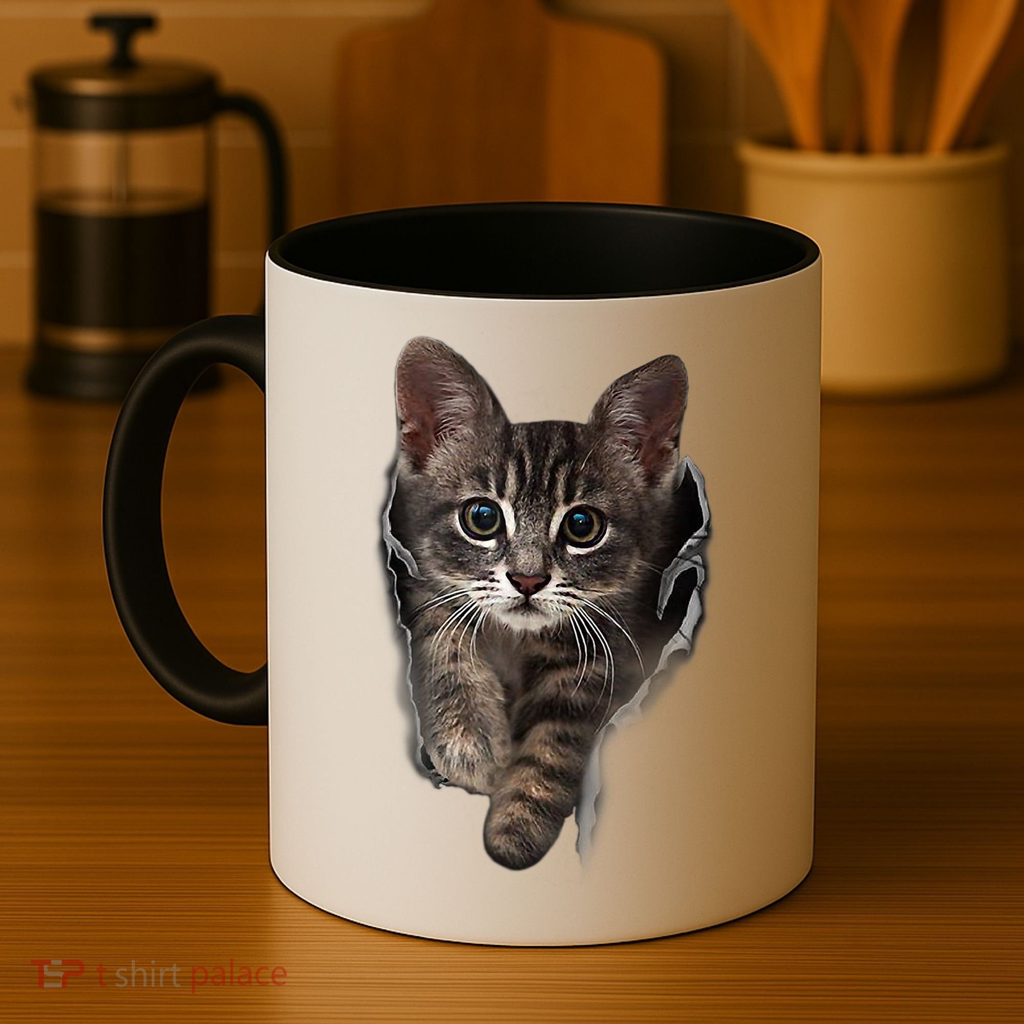 Brown Kitten Staring Cute TShirt Cats Gift Coffee Mug