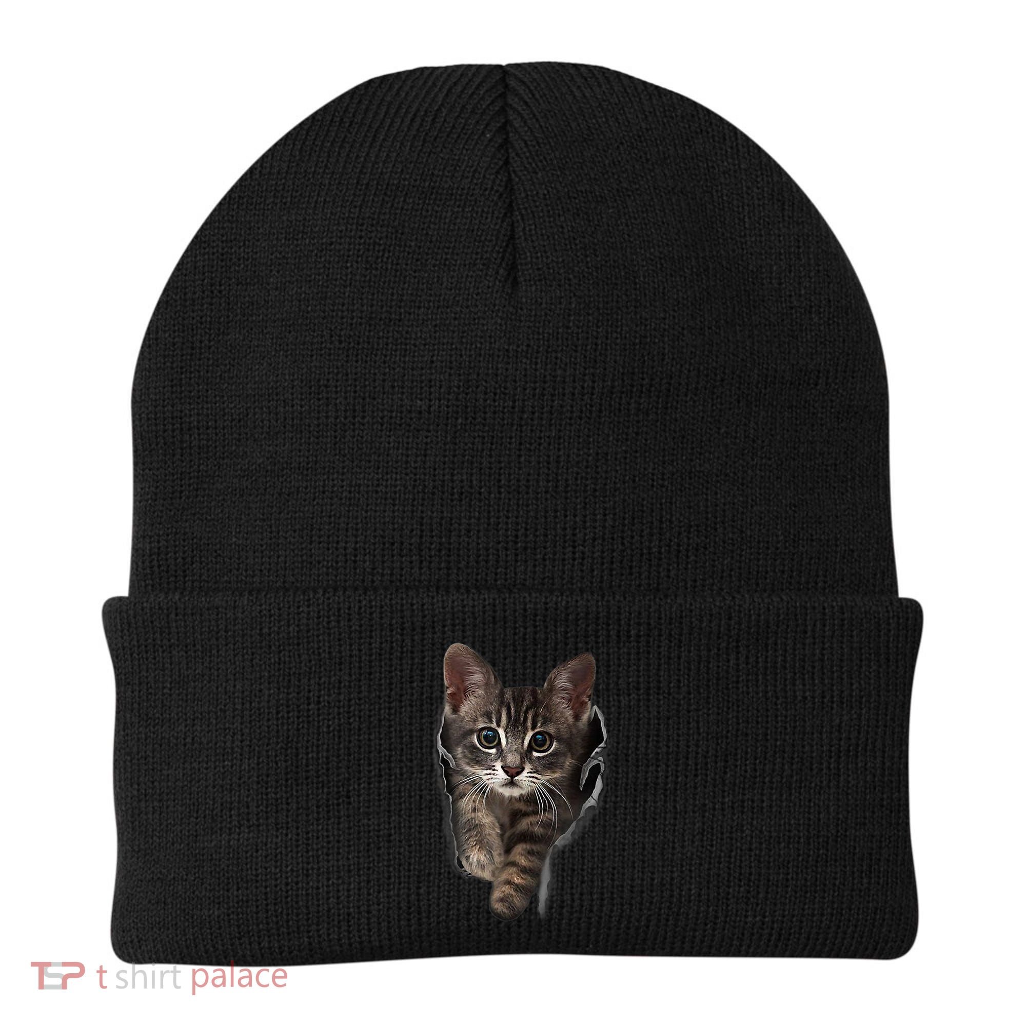 Brown Kitten Staring Cute TShirt Cats Gift Beanie