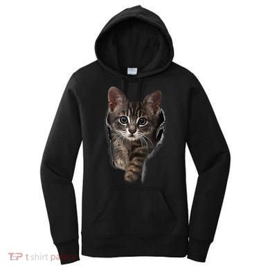 Brown Kitten Staring Cute TShirt Cats Gift Women's Hoodie