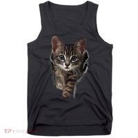 Brown Kitten Staring Cute TShirt Cats Gift Tank Top thumb 0