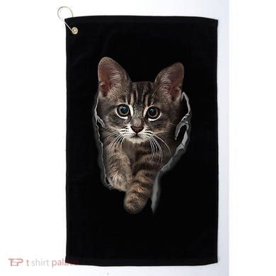 Brown Kitten Staring Cute TShirt Cats Gift Golf Towel