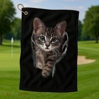 Brown Kitten Staring Cute TShirt Cats Gift Golf Towel thumb 1