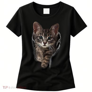 Brown Kitten Staring Cute TShirt Cats Gift Women's T-Shirt