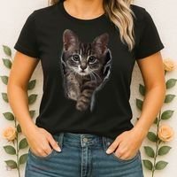 Brown Kitten Staring Cute TShirt Cats Gift Women's T-Shirt thumb 2